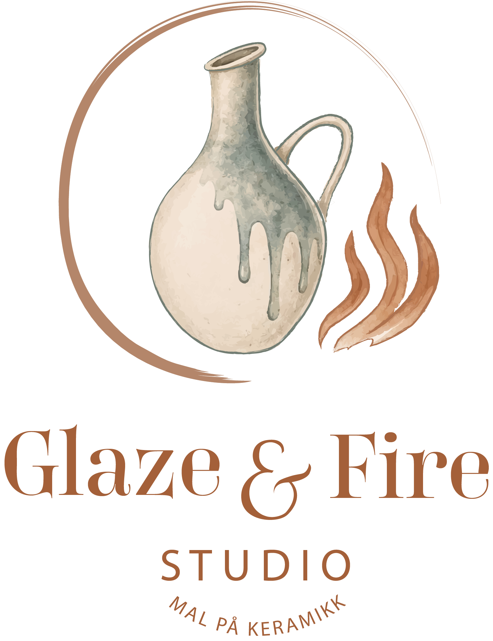 Glaze & Fire Studio – logo med keramikkkanne og flamme